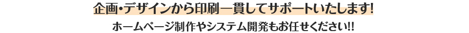 企画・デザインから印刷一貫してサポートいたします!ホームページ制作やシステム開発もお任せください!