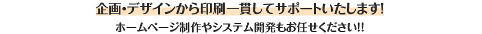 企画・デザインから印刷一貫してサポートいたします！ホームページ制作やシステム開発もお任せください！